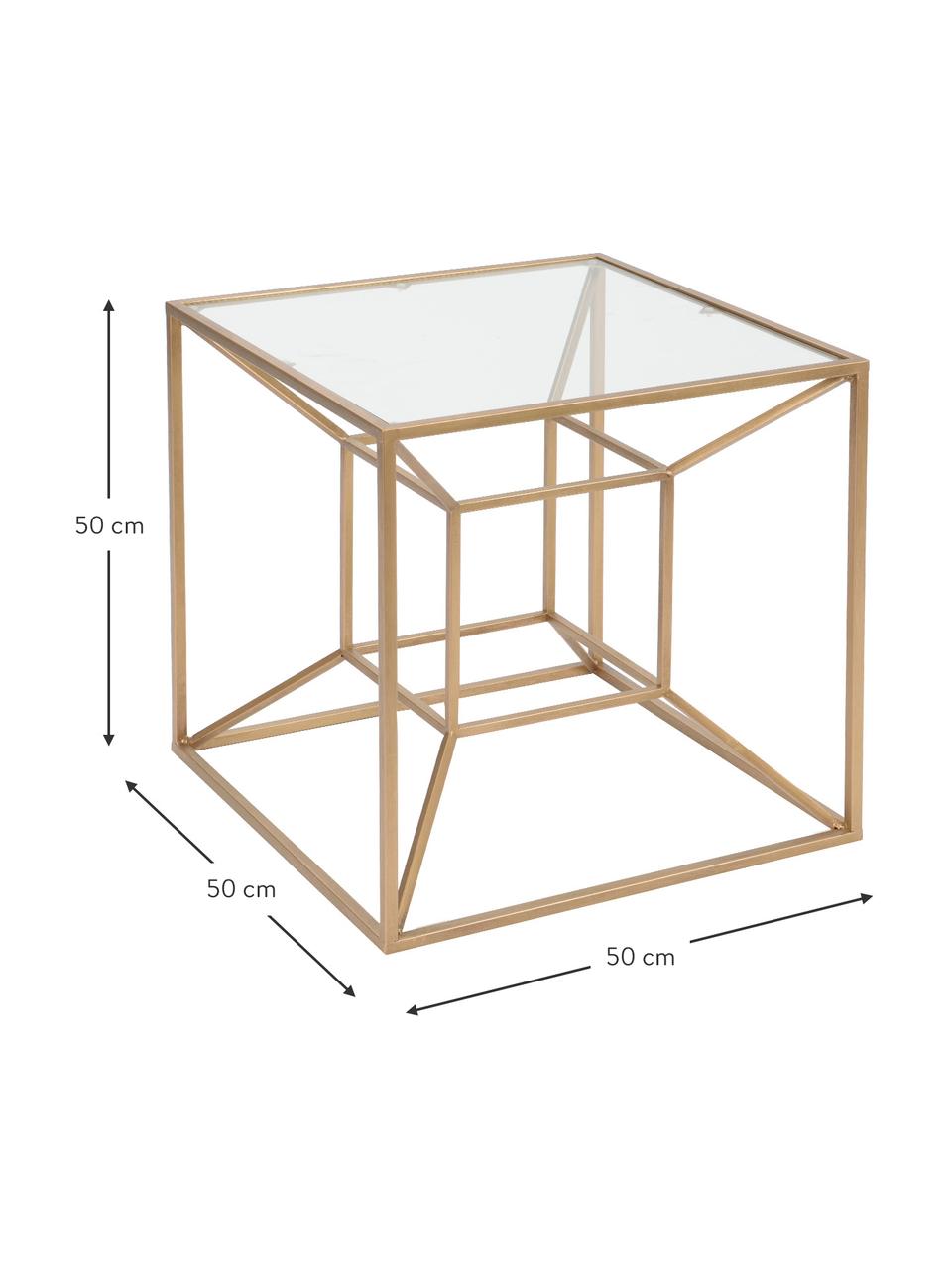 Konferenční stolek Cubo, Zlatá, transparentní, Š 50 cm, H 50 cm
