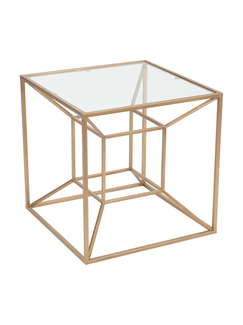 Konferenční stolek Cubo, Zlatá, transparentní, Š 50 cm, H 50 cm