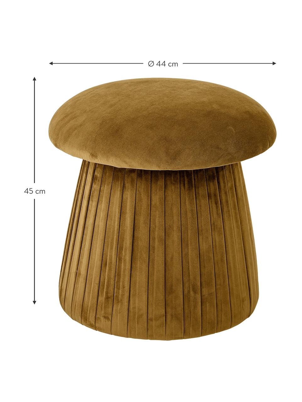 Pouf in velluto Roberta, Rivestimento: velluto di poliestere 40., Struttura: pannello di fibra a media, Marrone, Ø 44 x Alt. 45 cm