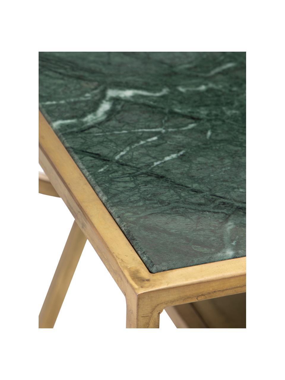 Tavolino in marmo color verde/oro Ricky, Ripiano: metallo verniciato a polv, Struttura: metallo verniciato a polv, Verde, dorato, Larg. 40 x Prof. 60 cm