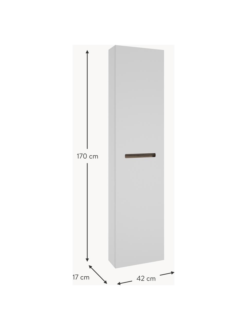 Meuble de salle de bain haut Senso, larg. 42 cm, Panneau de particules, MDF, 4 tablettes en verre, Blanc, larg. 42 x haut. 170 cm