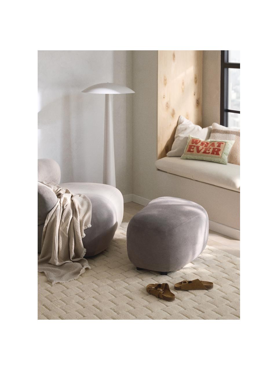 Hocker Alba, Bezug: 100 % Polyester (Teddy) D, Webstoff Taupe, B 70 x H 42 cm, gebogen links