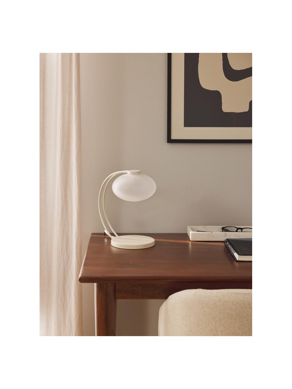 Lampada da tavolo Fay, Paralume: vetro opale, Struttura: metallo rivestito, Bianco crema, Larg. 15 x Alt. 25 cm