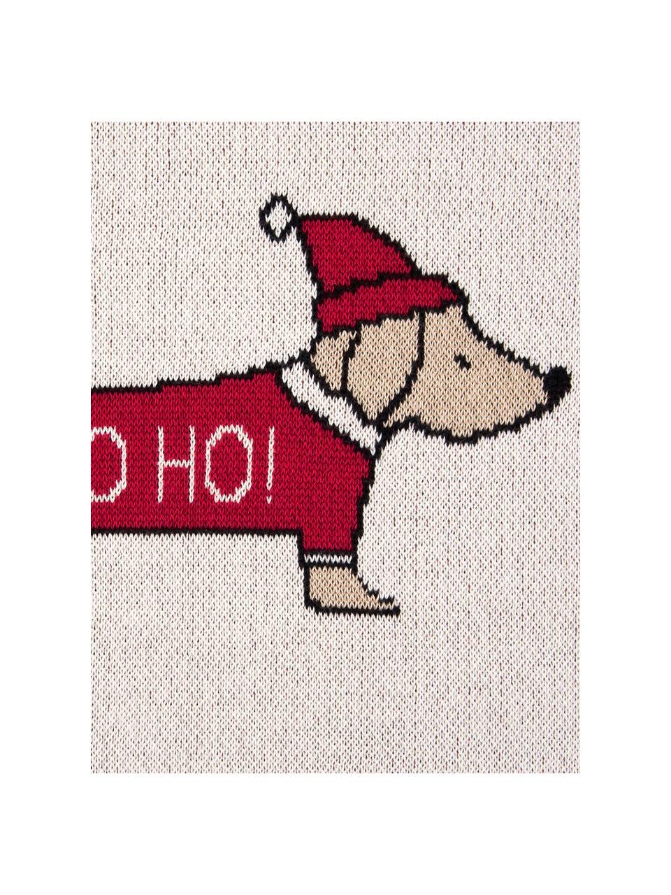 Koc z bawełny Santas Little Helper, 100% bawełna, Przód: wielobarwny Tył: czerwony, S 150 x D 200 cm