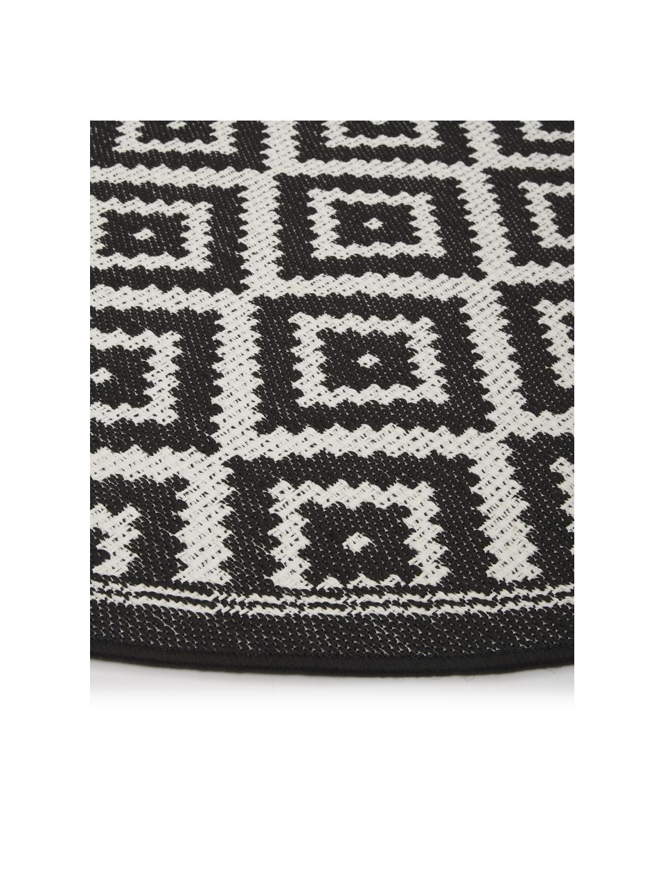 Okrúhly koberec do interiéru/exteriéru Miami, 86 % polypropylén, 14 % polyester, Čierna, biela, Ø 200 cm (veľkosť L)