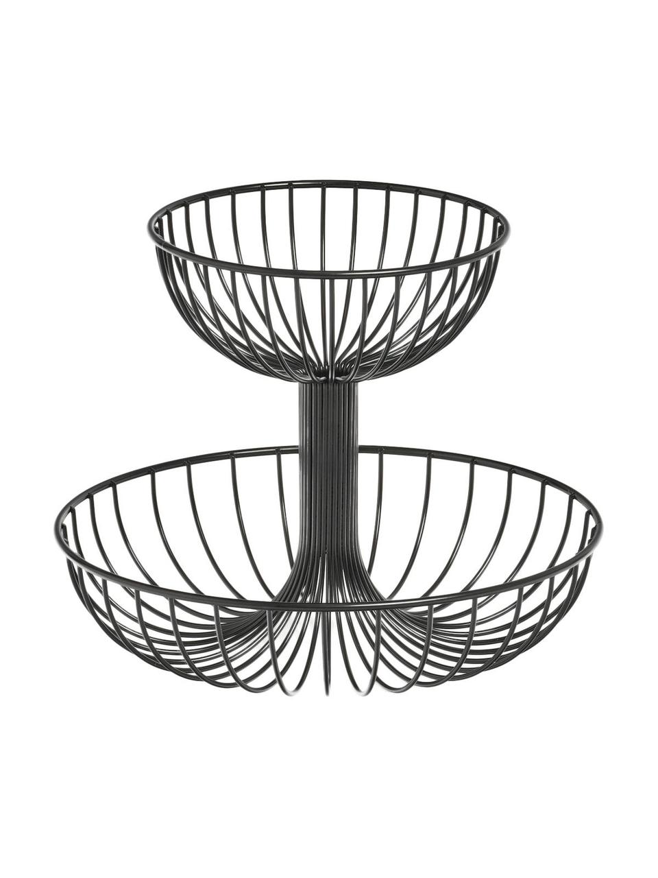 Fuente 2 pisos Lago, Metal recubierto, Negro, Ø 29 x Al 24 cm