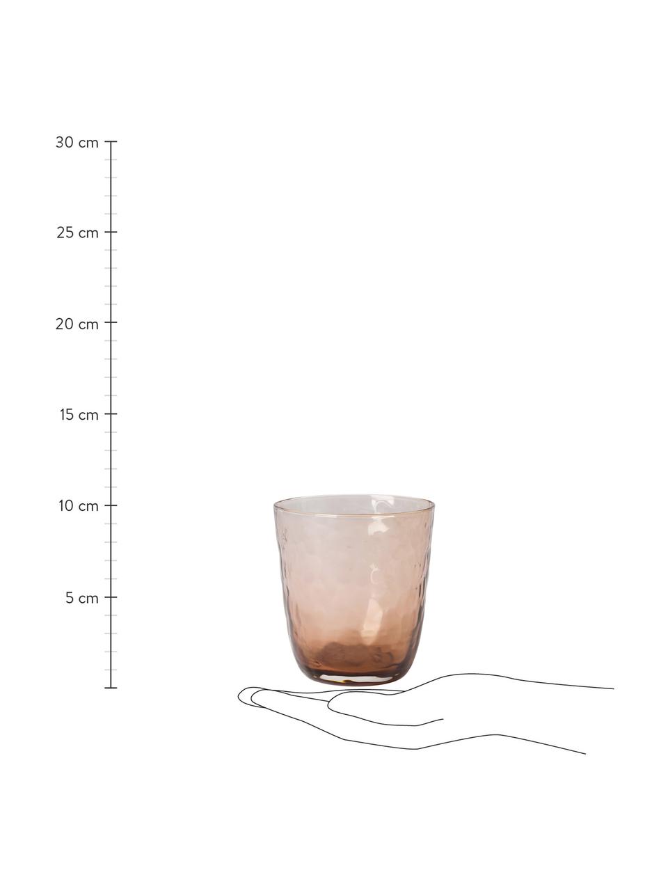 Ručně foukaná sklenices nerovným povrchem Hammered, 4 ks, Sklo, Hnědá, Ø 9 cm, V 10 cm, 500 ml