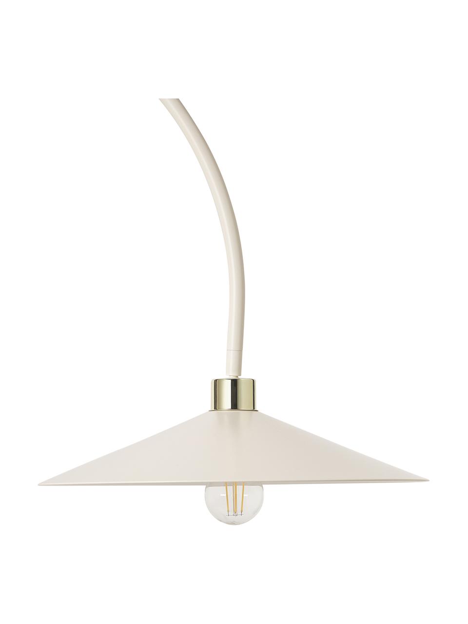 Lámpara arco de travertino Cora, Adornos: metal recubierto, Cable: cubierto en tela Dado que, Champán, beige, F 97 x Al 166 cm