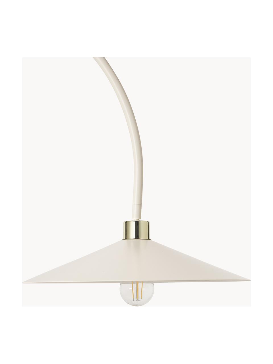 Lampada ad arco con base in travertino Cora, Decorazione: metallo rivestito, Beige, travertino, Alt. 166 cm