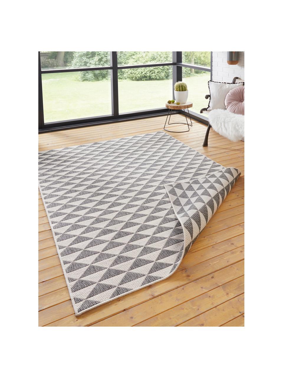 In- & outdoor vloerkleed met patroon Tahiti in grijs/crèmekleur, 100% polypropyleen, Grijs, crèmekleurig, B 200 x L 290 cm (maat L)