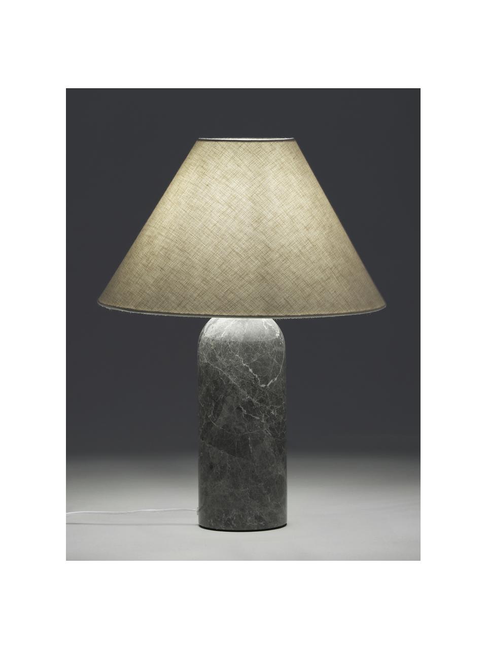Grote tafellamp Gia met marmeren voet in donkergrijs, Lampenkap: 50% linnen, 50% polyester, Lampvoet: marmer, Grijs, Ø 46 x H 60 cm
