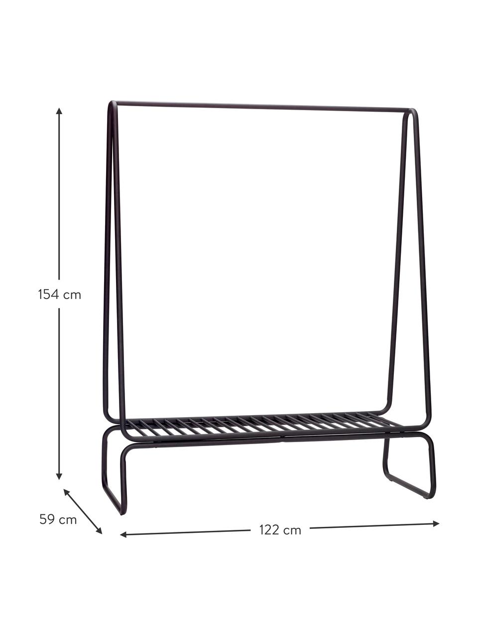 Wieszak stojący z metalu z półką Apply, Metal powlekany, Czarny, S 122 x W 154 cm