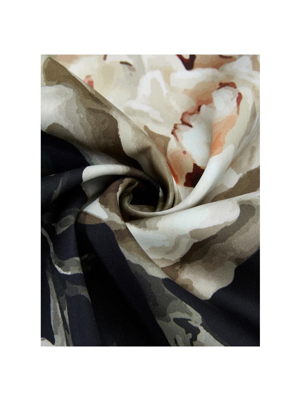 Baumwollsatin-Kopfkissenbezüge Blossom mit Blumen-Print, 2 Stück, Webart: Satin Fadendichte 210 TC,, Mehrfarbig, Schwarz, 40 x 80 cm