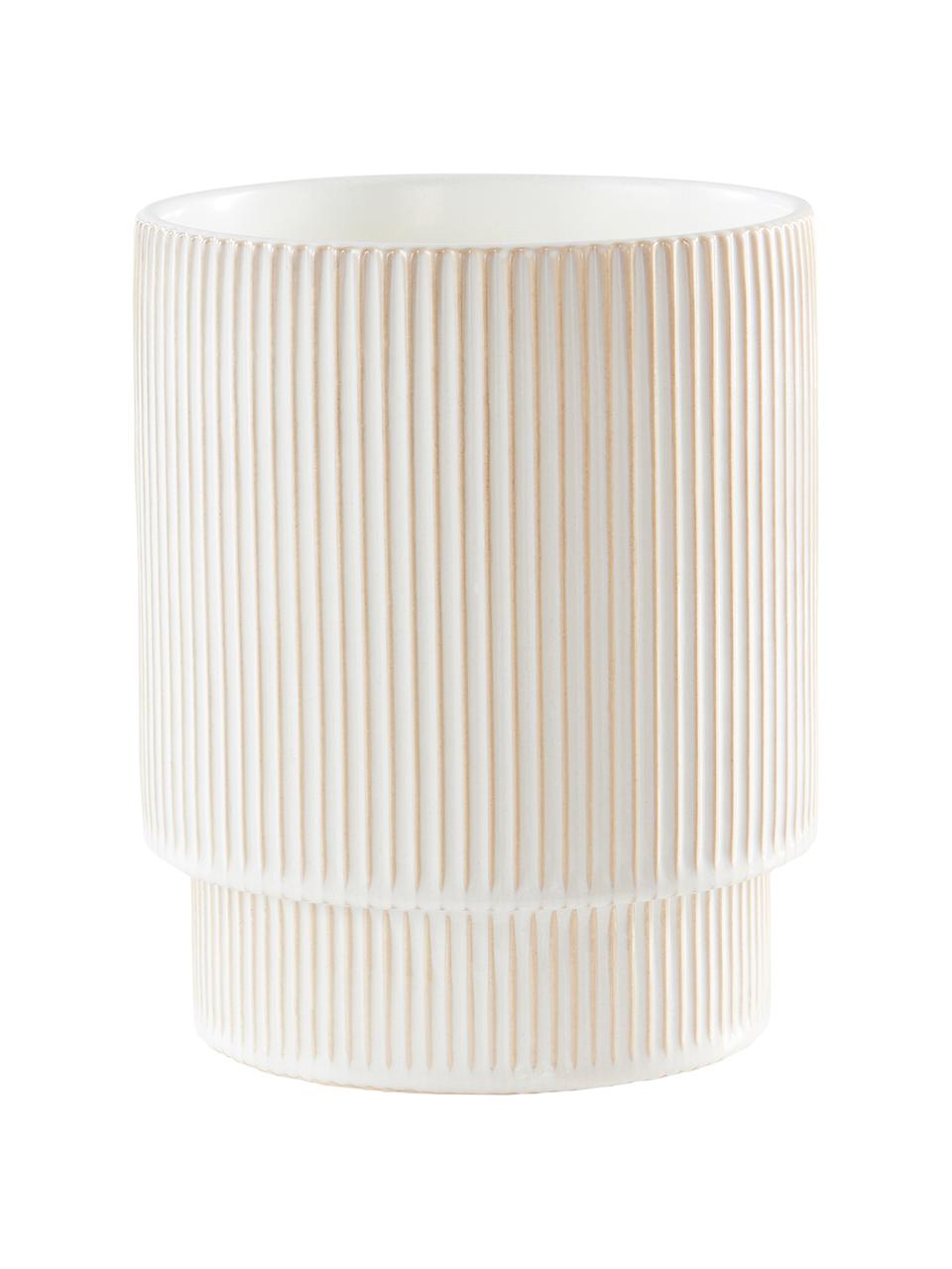 Macetero de cerámica Ruby, Cerámica, Blanco, beige, Ø 21 x Al 26 cm