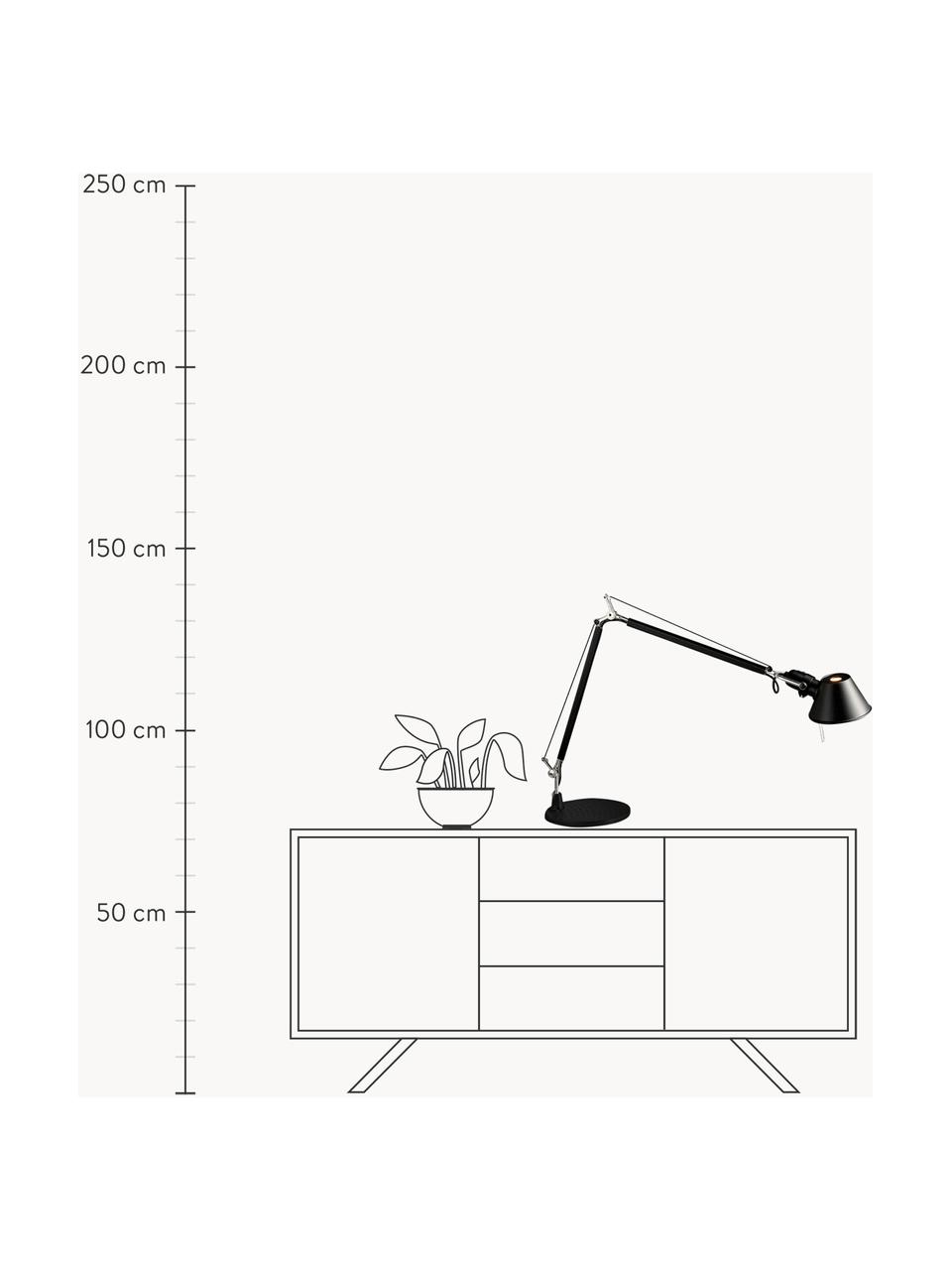 Grosse verstellbare Schreibtischlampe Tolomeo, Schwarz, B 78 x H 65 - 129 cm