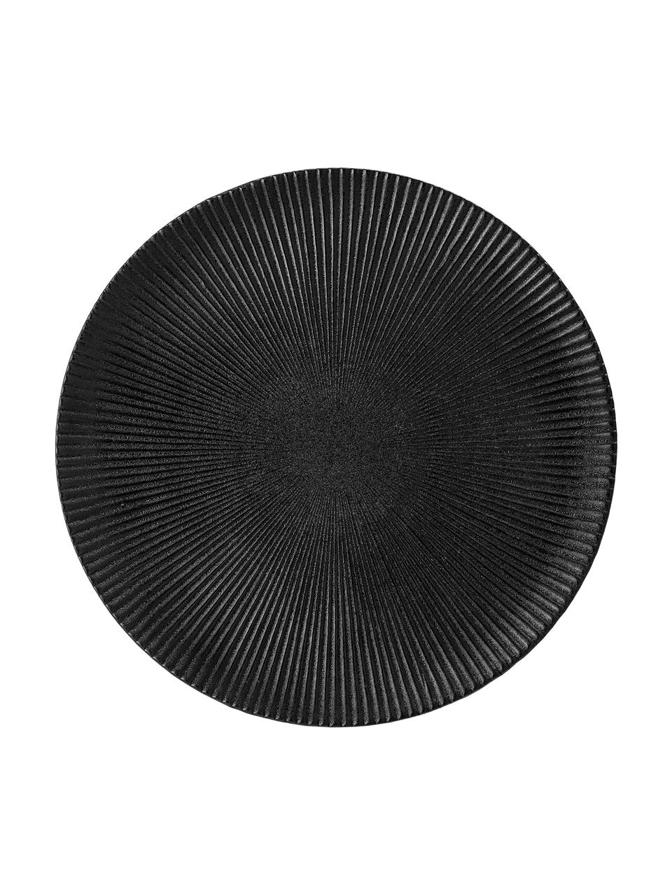 Assiette plate design Neri, Grès cérame
Avec surface rainurée et légèrement rugueuse, Noir, Ø 29 cm