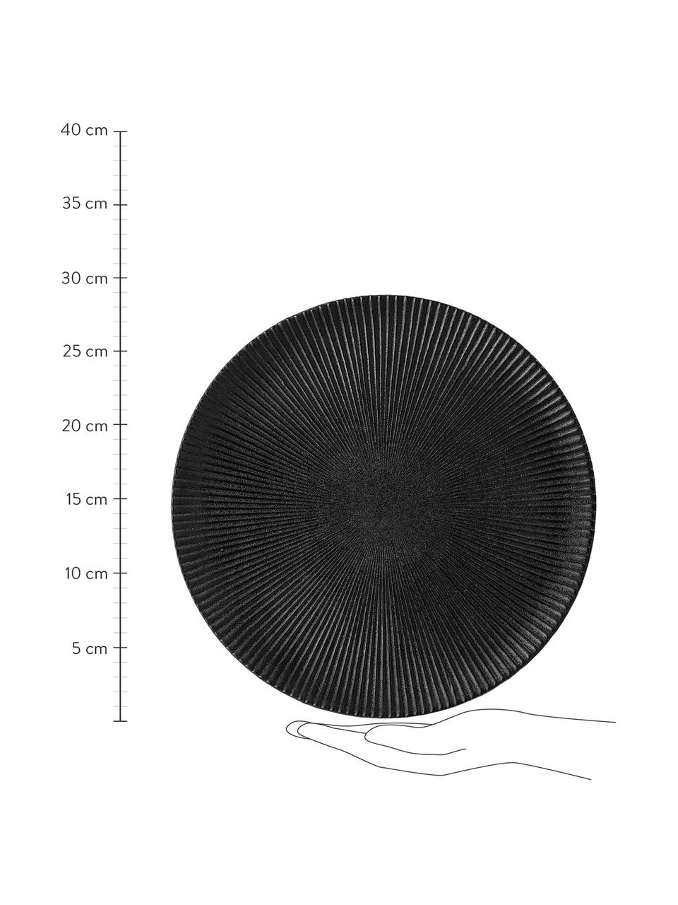 Dinerbord Neri met groefstructuur in mat zwart, Keramiek
Met groefstructuur en licht ruw oppervlak., Zwart, Ø 29 cm