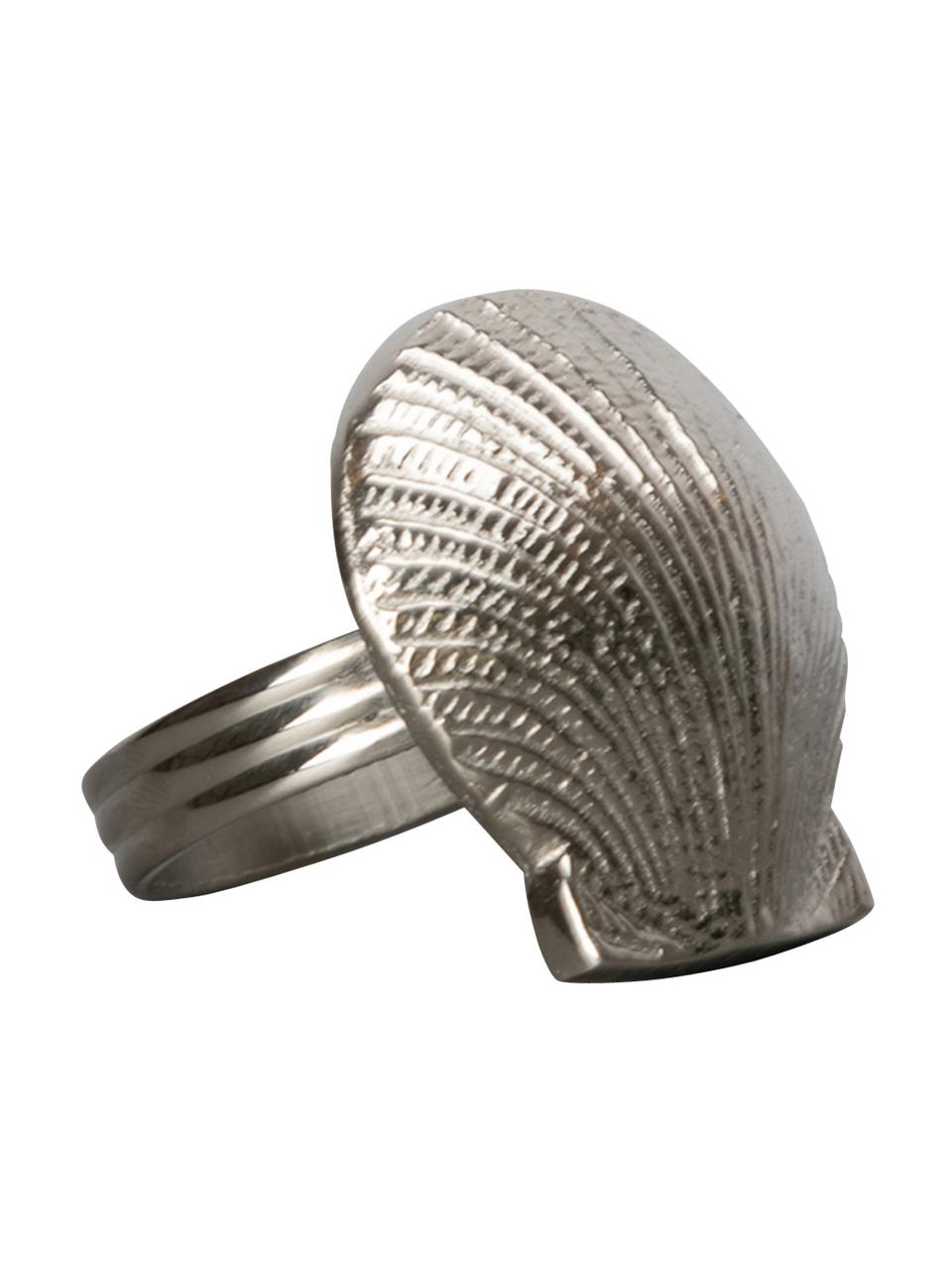 Obrączka na serwetkę Shell, 6 szt., Aluminium, Odcienie srebrnego, Ø 4 cm