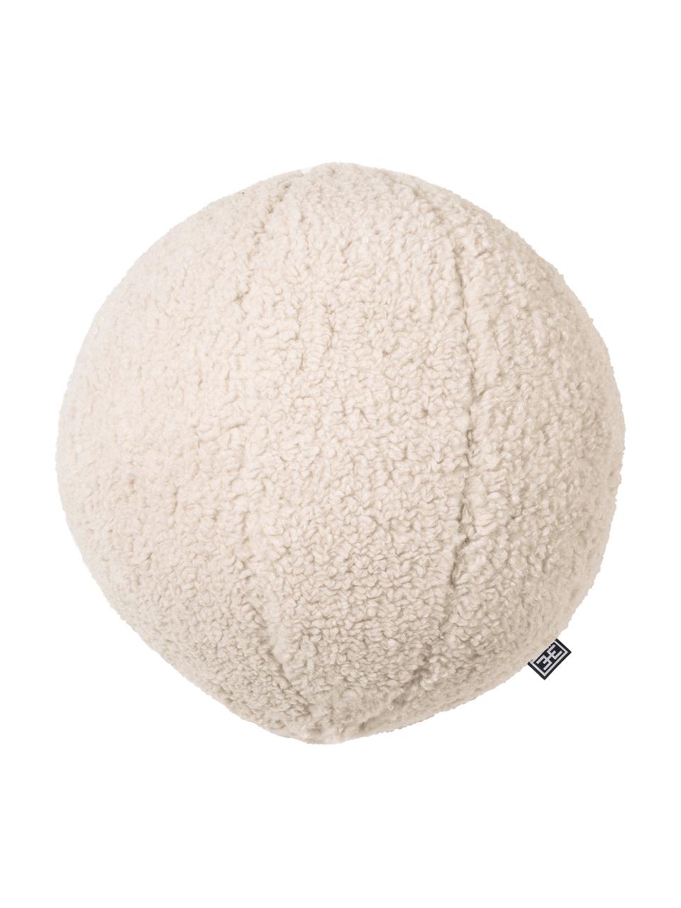 Handgemaakt teddy-kussen Palla in Ballform, met vulling, Crèmekleurig, Ø 30 cm