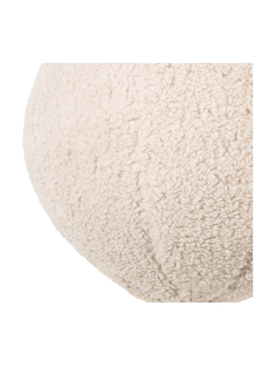 Ręcznie wykonana poduszka Teddy w kształcie kuli z wypełnieniem Palla, Tapicerka: 100% poliester, Odcienie kremowego, Ø 30 cm