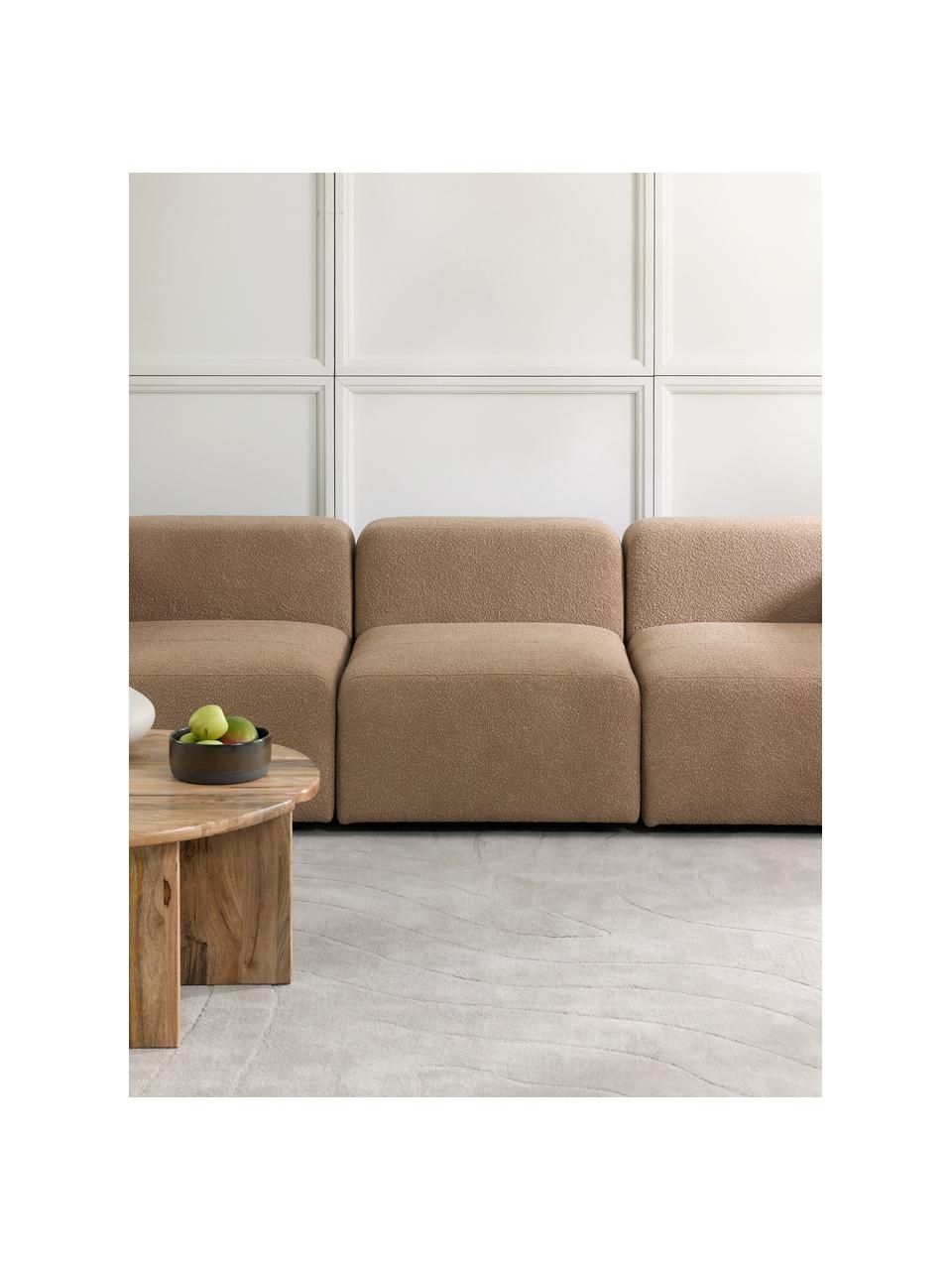 Bouclé-Mittelmodul Lena, Bezug: Bouclé (93 % Polyester, 6, Gestell: Kiefernholz, Schichtholz,, Füße: Kunststoff, Bouclé Sandfarben, B 76 x T 106 cm