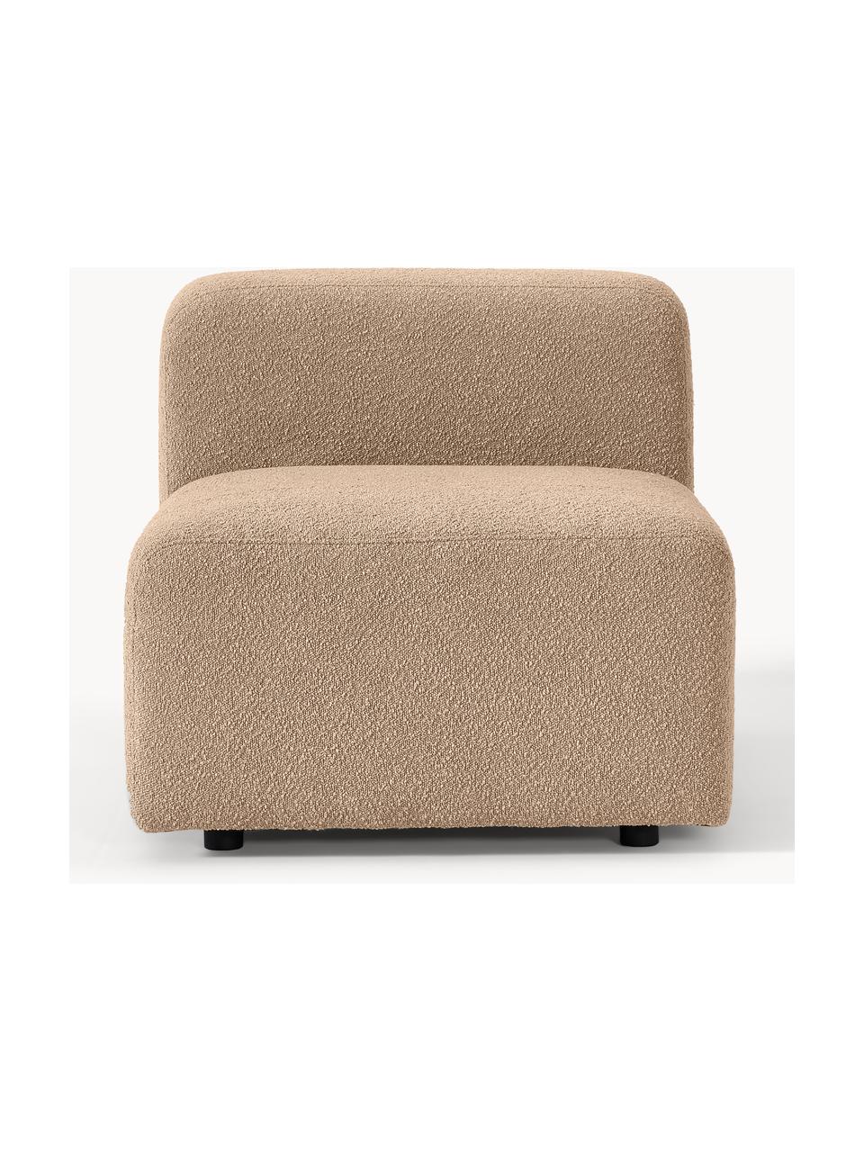 Modulo centrale in bouclè Lena, Rivestimento: bouclé (93% poliestere, 6, Rivestimento: cuscino in schiuma con an, Struttura: legno di pino, compensato, Piedini: plastica, Bouclé marrone chiaro, Larg. 76 x Prof. 106 cm