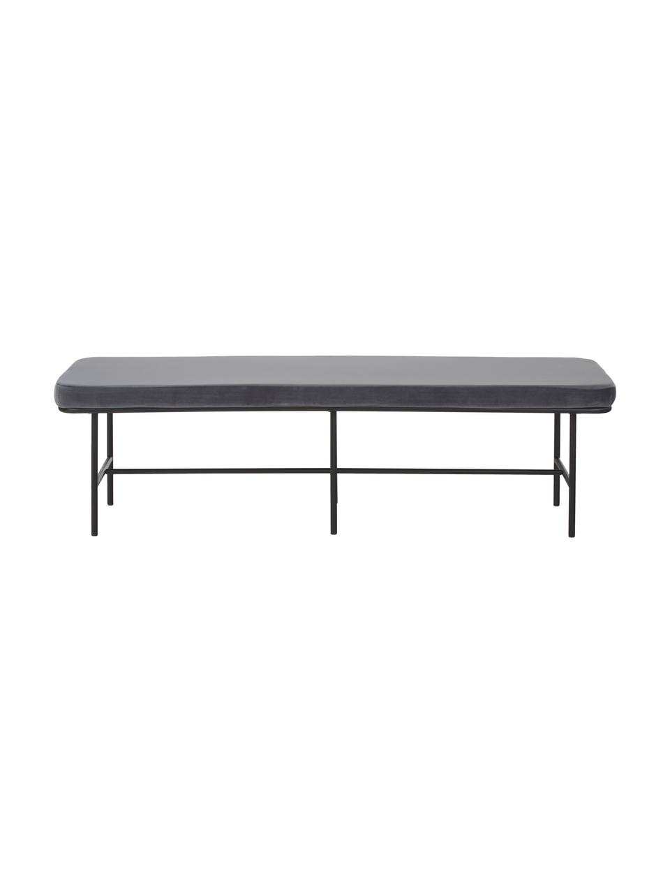 Sametová lavice Comma, Šedá, Š 160 cm, V 46 cm