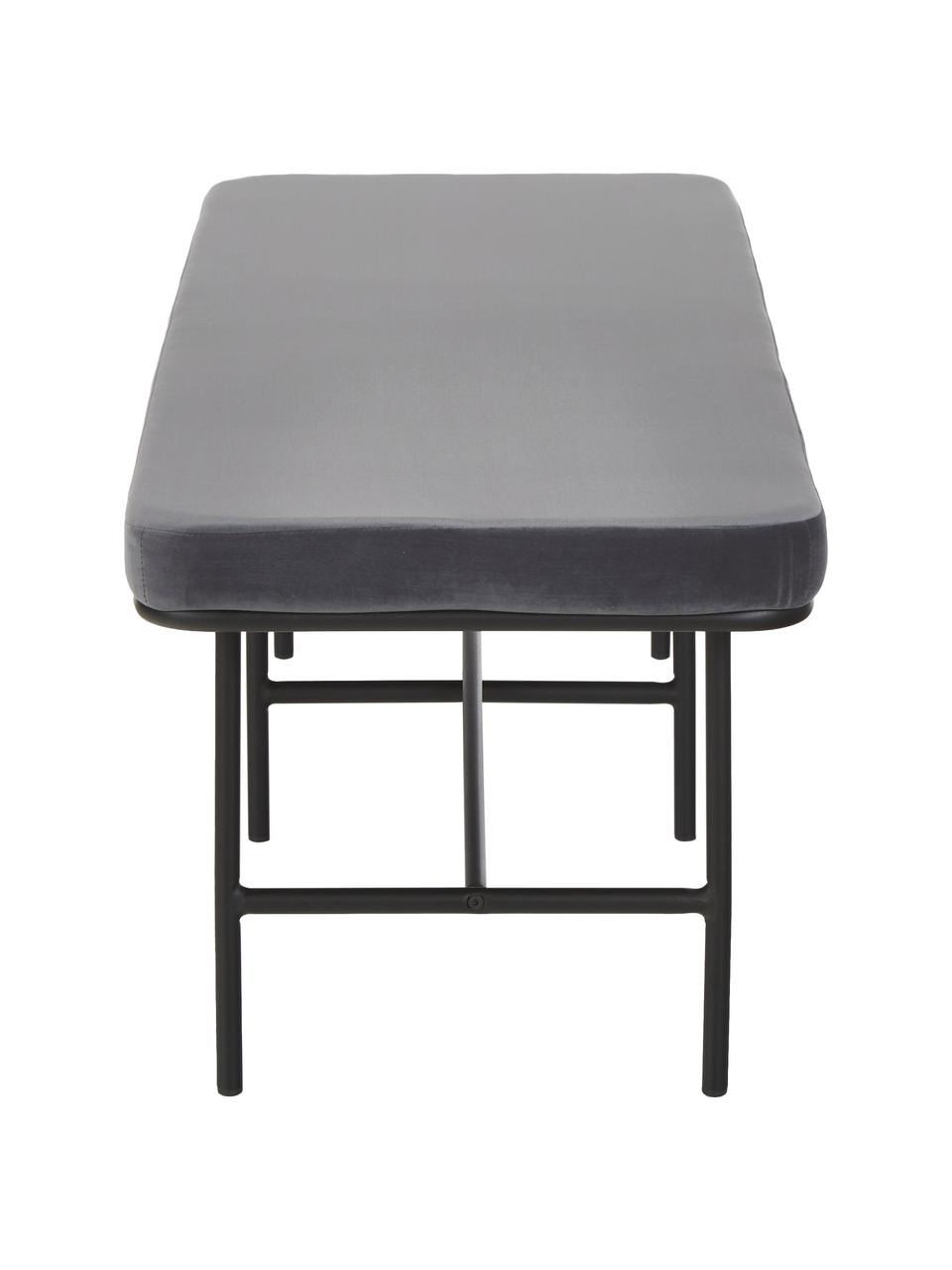 Banco de terciopelo Comma, Tapizado: terciopelo de poliéster, Estructura: acero con pintura en polv, Terciopelo gris, An 160 x Al 46 cm