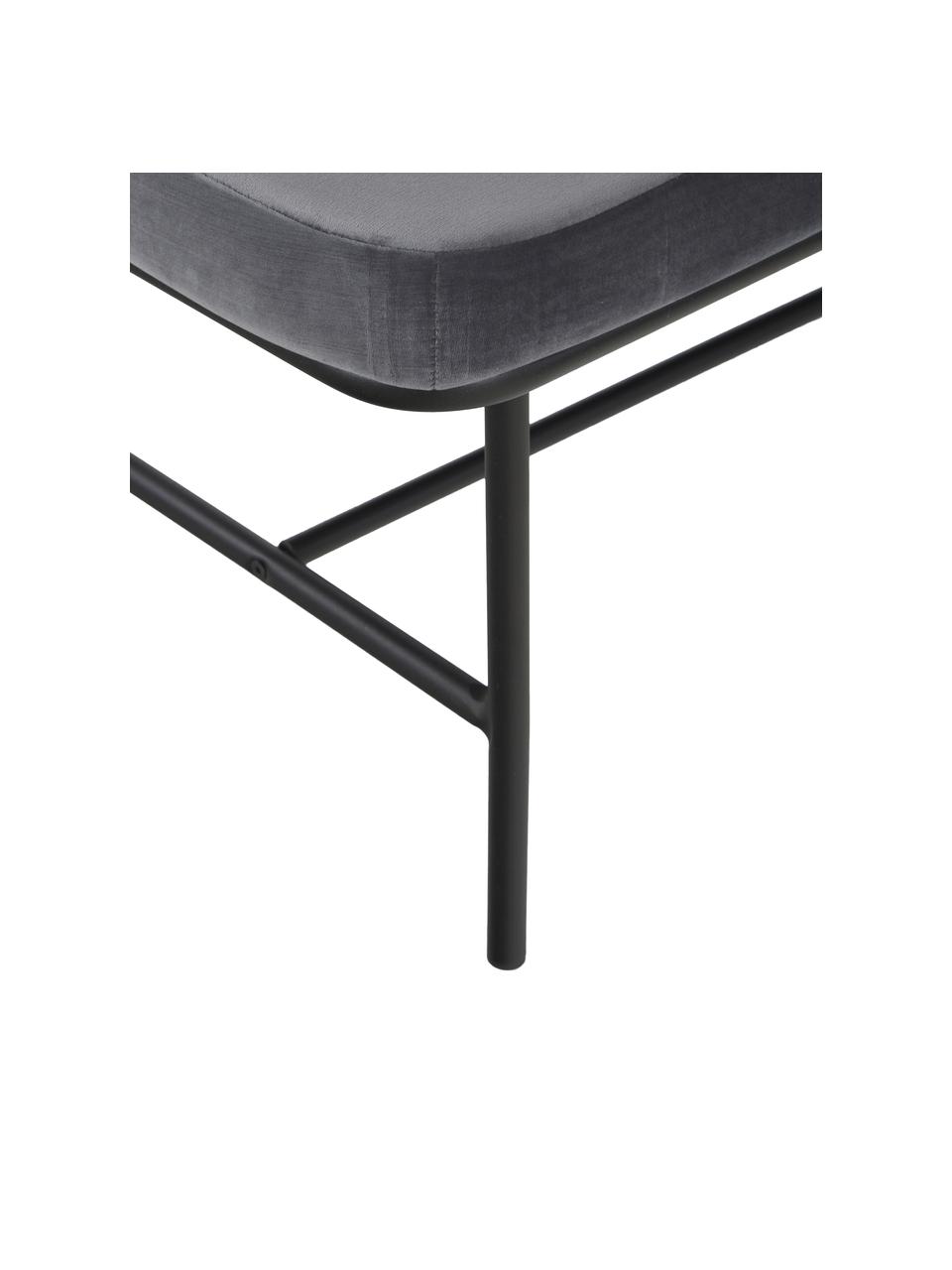 Samt-Sitzbank Comma, Bezug: Polyestersamt, Gestell: Stahl, pulverbeschichtet, Samt Grau, B 160 x H 46 cm