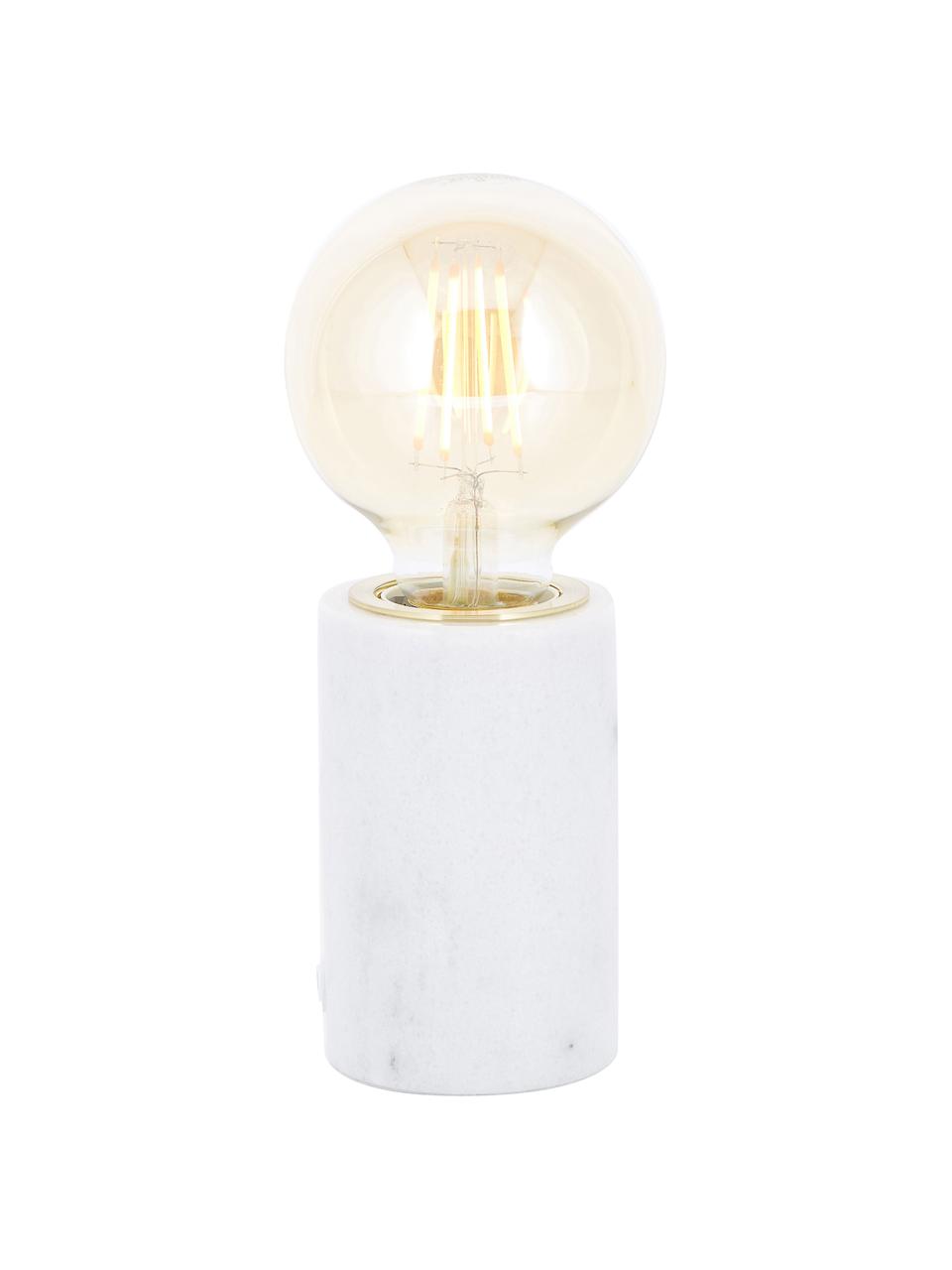 Petite lampe ampoule nue à poser en marbre Siv, Blanc, marbré, Ø 6 x haut. 10 cm
