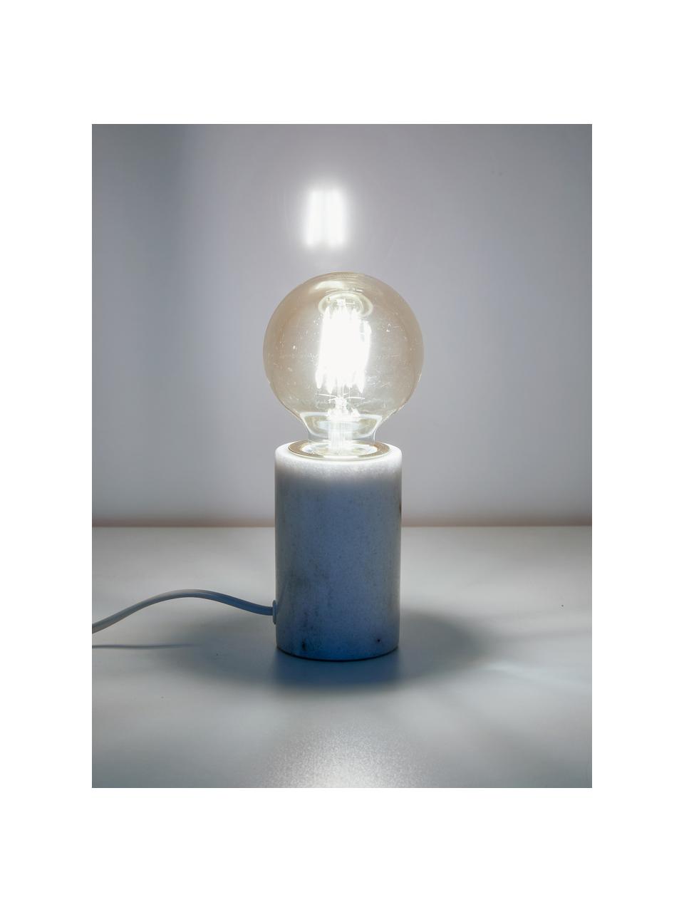 Malá stolní lampa z mramoru Siv, Bílá, mramorovaná, Ø 6 cm, V 10 cm