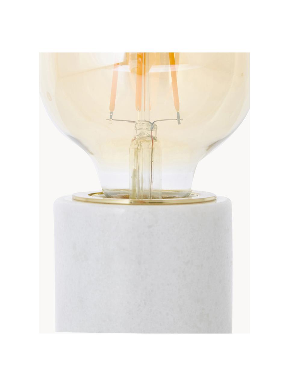 Lampada da tavolo piccola in marmo Siv, Bianco marmorizzato, Ø 6 x Alt. 10 cm