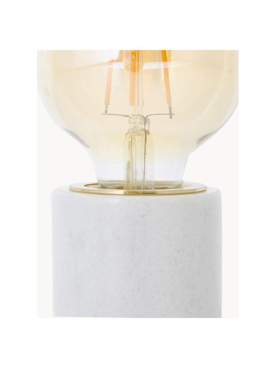Petite lampe ampoule nue à poser en marbre Siv, Blanc, marbré, Ø 6 x haut. 10 cm