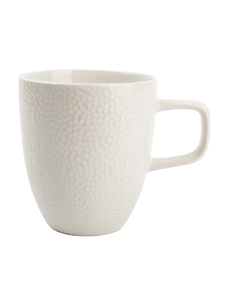 Tassen Mielo mit strukturierter Oberfläche, 4 Stück, Steingut, Weiß, 9 x 10 cm