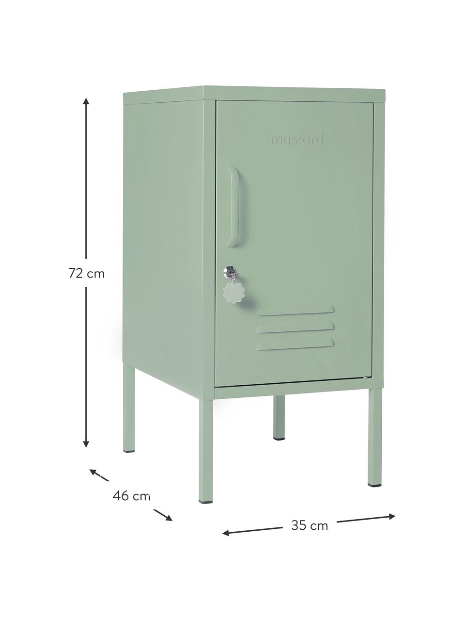 Nachtkastje Shorty met deur, Staal, gepoedercoat, Saliegroen, B 35 x H 72 cm