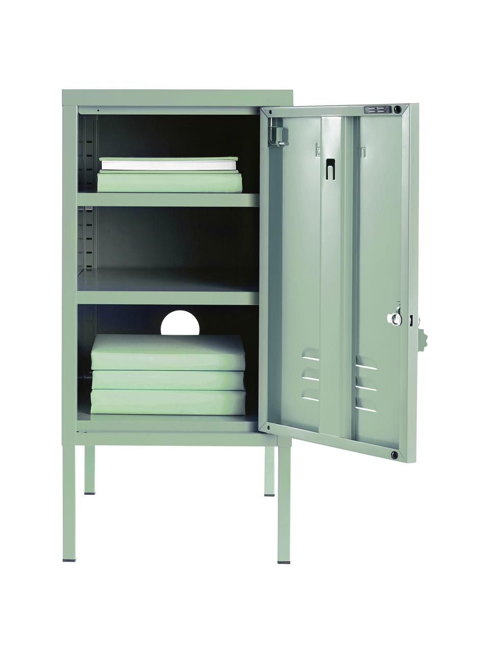 Nachtkastje Shorty met deur, Staal, gepoedercoat, Saliegroen, B 35 x H 72 cm