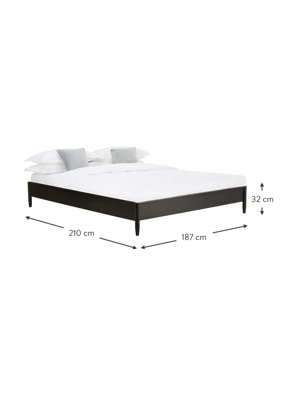 Drevená posteľ z masívneho borovicového dreva Windsor, Masívne borovicové drevo, s FSC certifikátom, Borovicové drevo, čierna, Š 180 x D 200 cm