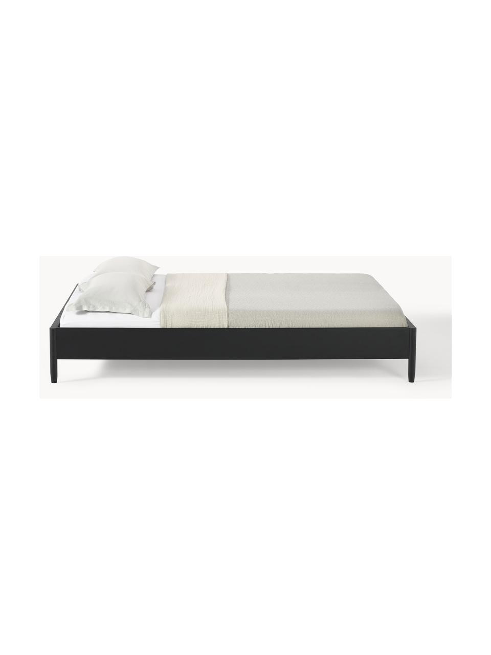 Houten bed Windsor van grenenhout, Massief grenenhout, FSC-gecertificeerd, Grenenhout, zwart, B 180 x L 200 cm