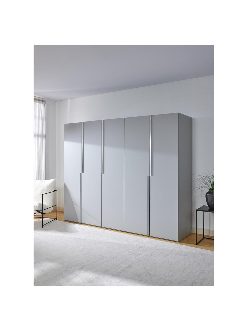 Modulaire draaideurkast Leon, 250 cm breed, diverse varianten, Frame: met melamine beklede spaa, Lichtgrijs, Basis interieur, B 250 x H 200 cm