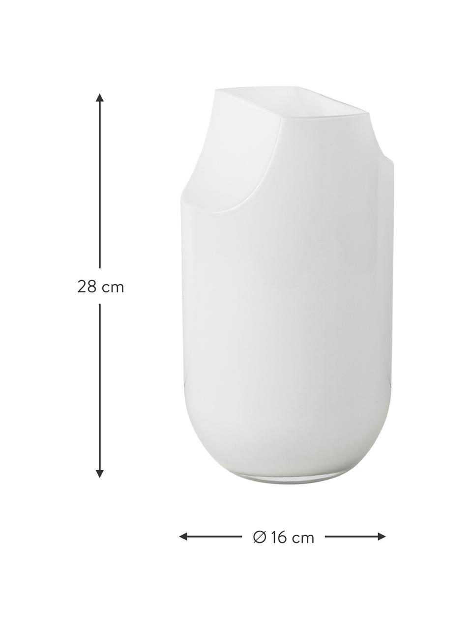 Mondgeblazen glazen vaas Serif, Glas, Wit, Ø 16 x H 28 cm