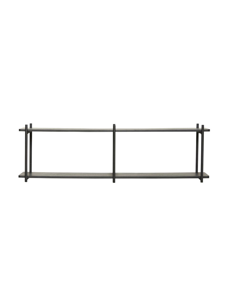 Wandplank Norm van eucalyptushout, Frame: staal, gecoat, Zwart, B 100 x H 30 cm