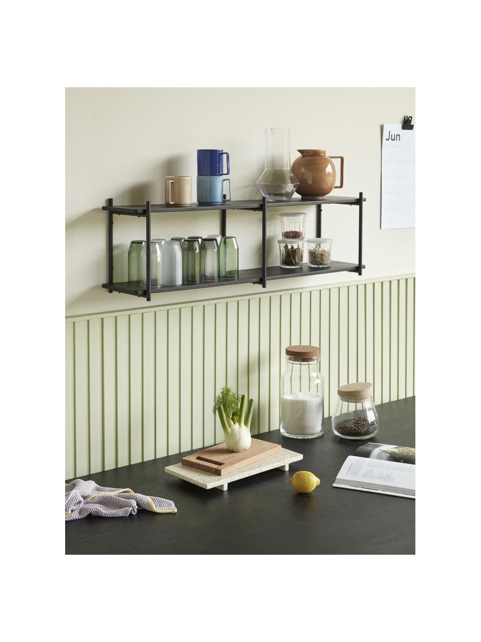 Wandplank Norm van eucalyptushout, Frame: staal, gecoat, Zwart, B 100 x H 30 cm