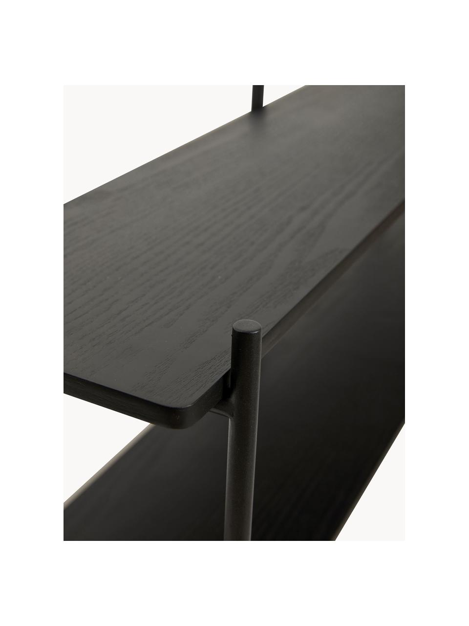 Estante de pared de madera de eucalipto Norm, Estantes: madera de eucalipto, Estructura: acero recubierto Este pro, Negro, An 100 x Al 30 cm