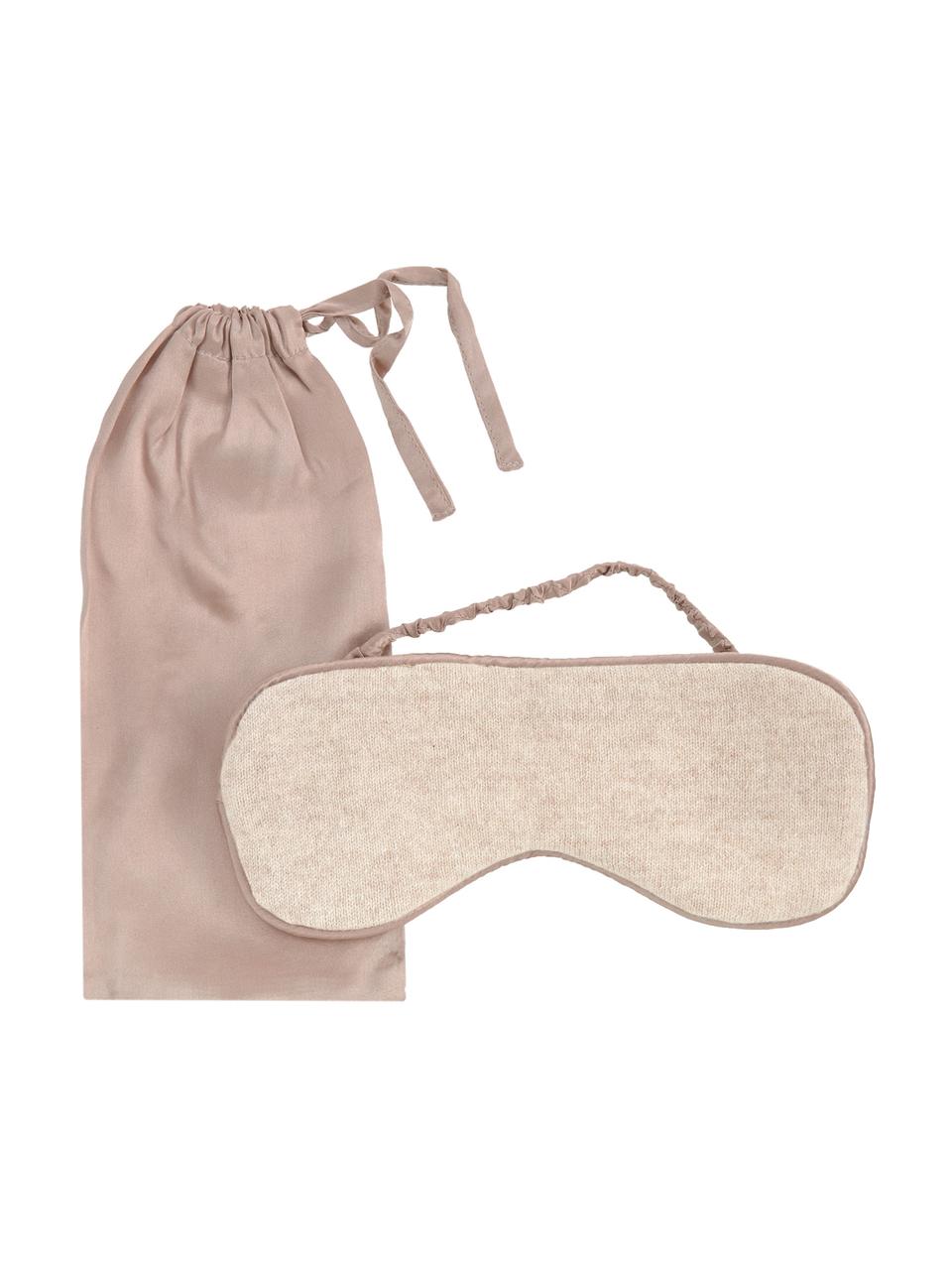 Zijden slaapmasker Silke, Crèmekleurig, taupe, 21 x 9 cm