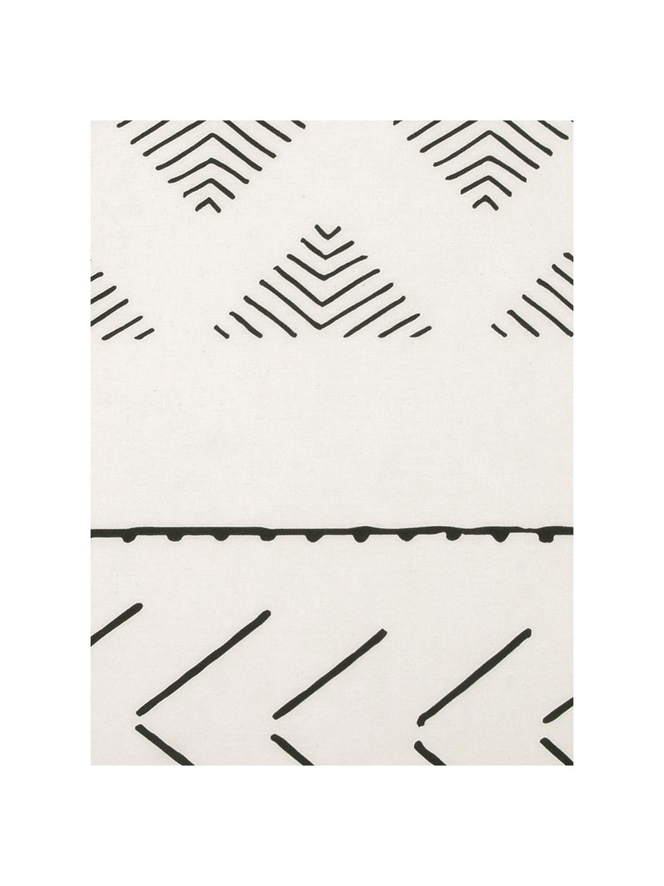 Funda de almohada de algodón Kohana, estilo boho, 45 x 110 cm, Blanco crema, negro, An 45 x L 110 cm