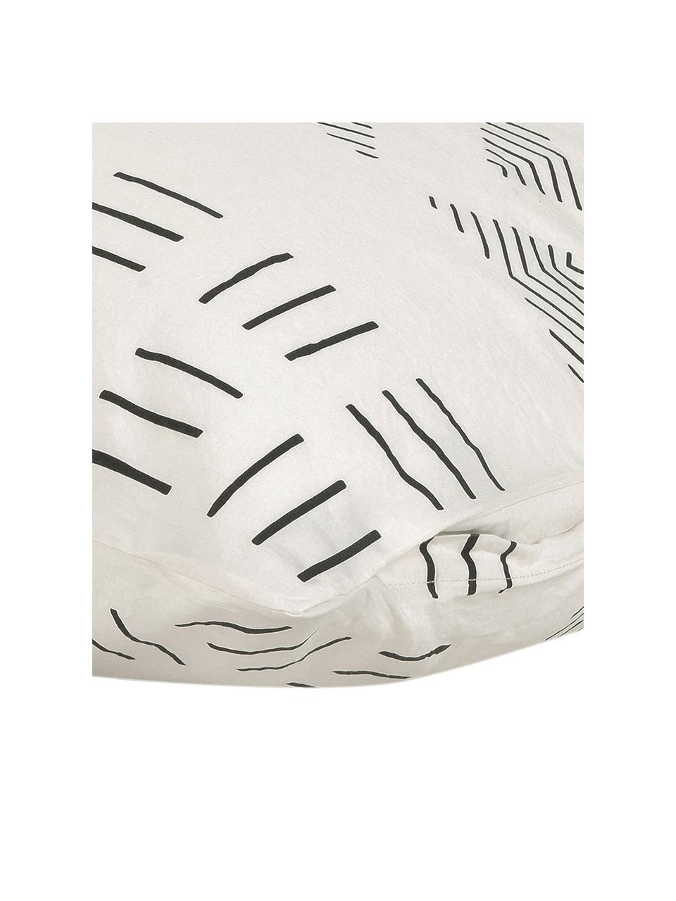 Funda de almohada de algodón Kohana, estilo boho, 45 x 110 cm, Blanco crema, negro, An 45 x L 110 cm