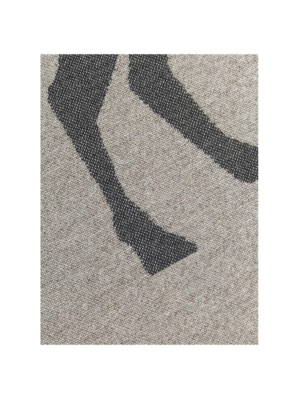 Kleiner Teppich Goliath mit Fransen und Hirschmotiv, 100% recycelte Baumwolle, Grau, Dunkelgrau, Beige, B 70 x L 120 cm (Größe XS)