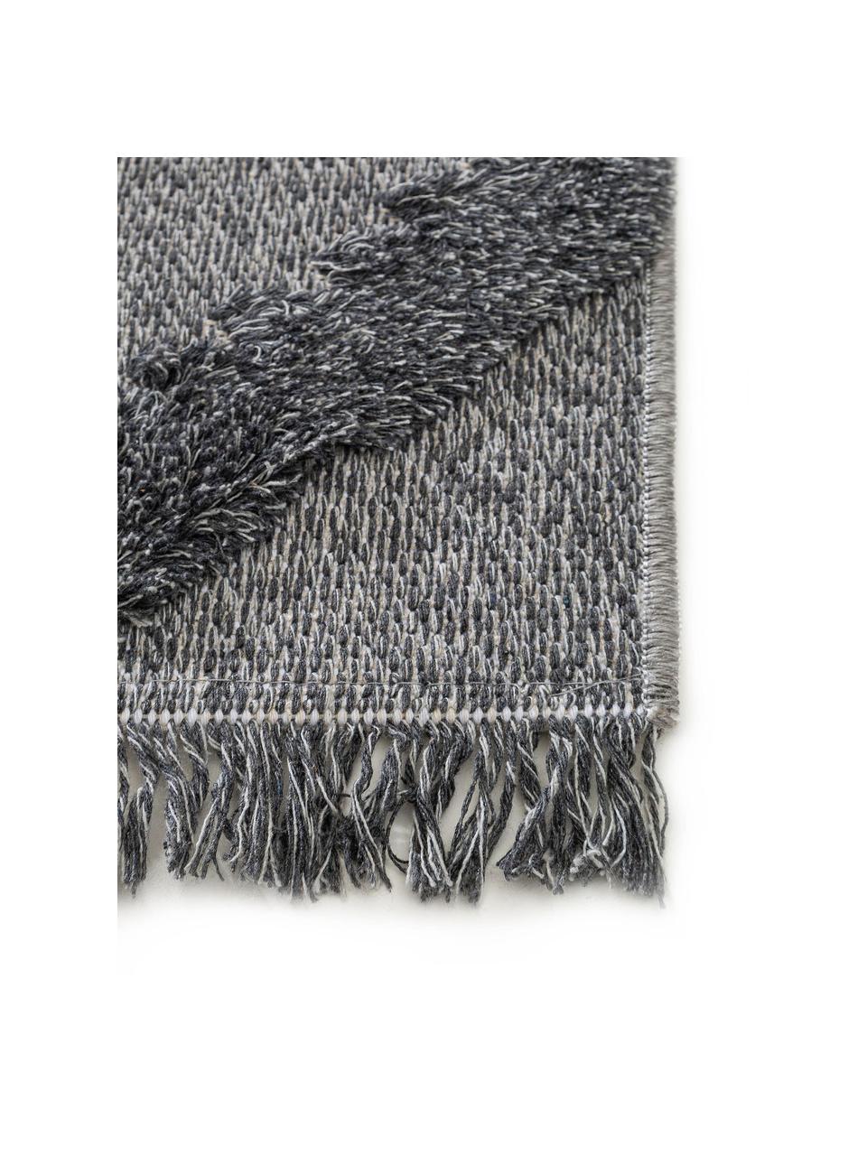 Tappeto in cotone lavato con rilievo e frange Oslo, 100% cotone, Grigio, melangiato, Larg. 150 x Lung. 230 cm