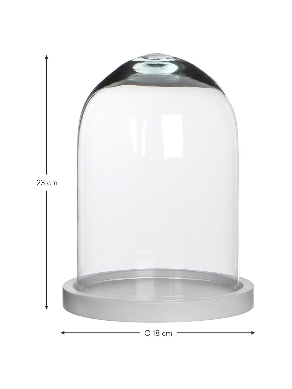 Campana in vetro Hella, Campana: trasparente Sottobicchiere: bianco, Ø 18 x Alt. 23 cm