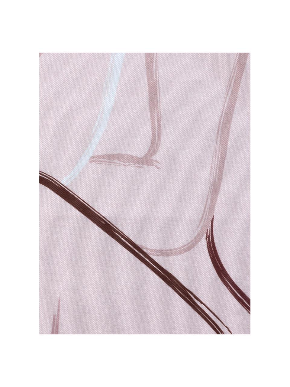 Kussenhoes Curves met getekende opdruk, 100% katoen, Roze, wit, 40 x 40 cm